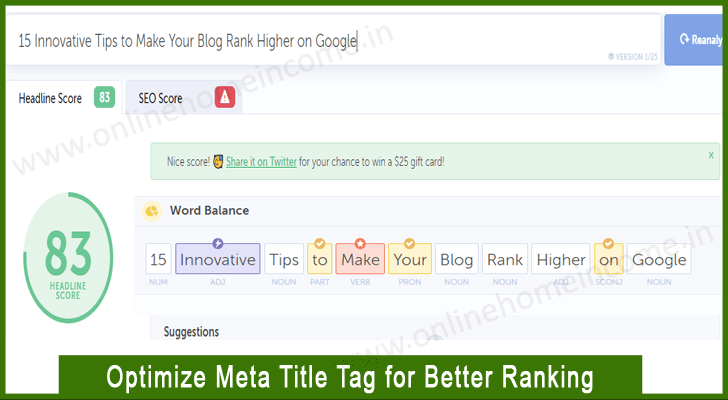 Optimize Meta Title Tag